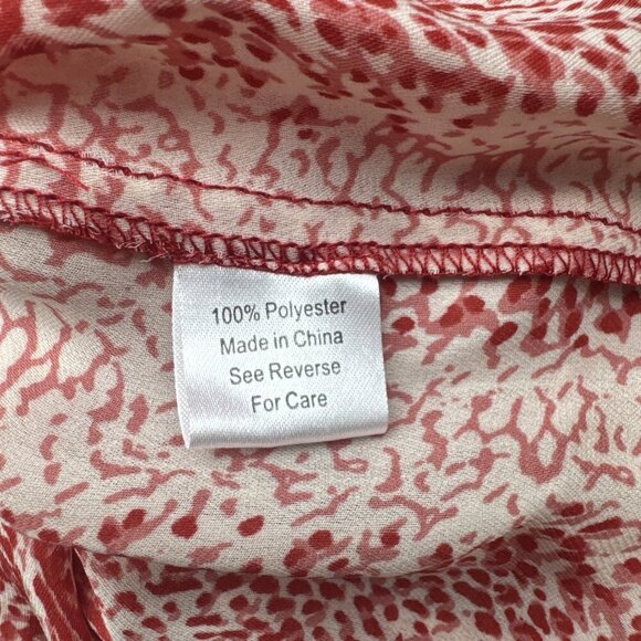 Parker Brand Women’s Red Patterned Spaghetti Strap Tiered Lined Mini Dress Sz M - Picture 8 of 10